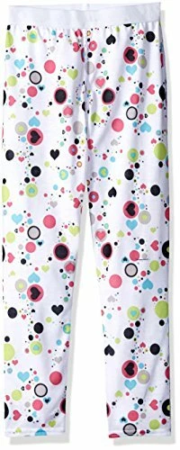 Hot Chillys Youth Pepper Skins Print Bottom, Dots & Hearts-White, Medium - Image 1 of 1