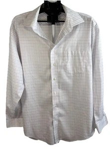 Jos. A. Bank Reserve White Plaid Tailored Fit Formal Dress Shirt Sz 17 - 35 - Picture 1 of 6