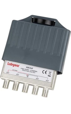 4-Way Compact Satellite F type Splitter Aerial, Weatherproof, Labgear, 5-2400MHz - Image 1 of 4