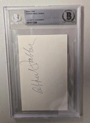Kareem Abdul-Jabbar Signed 3x5 Index Card Beckett Encapsulated Lakers Bucks UCLA - Image 1 of 4