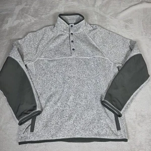 J Crew Sweater Mens Medium Gray Fleece Pullover Quarter Snap Outdoor Pockets - Picture 1 of 11