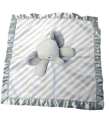 Manta de seguridad Cloud Island Baby Elephant 14" rayas blancas y grises Lovey Foto 1 de 4