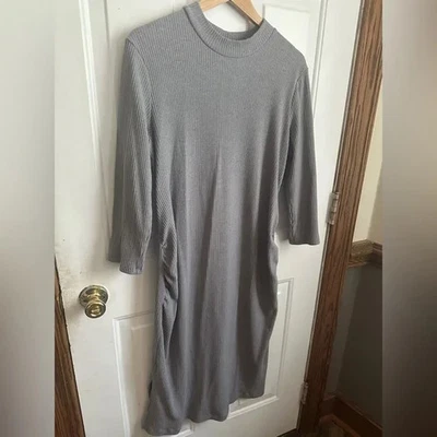 Old Navy Gray Ribbed Knit Dress Maternity XL Winter Casual Basic Womens Cozy - Image 1 of 4