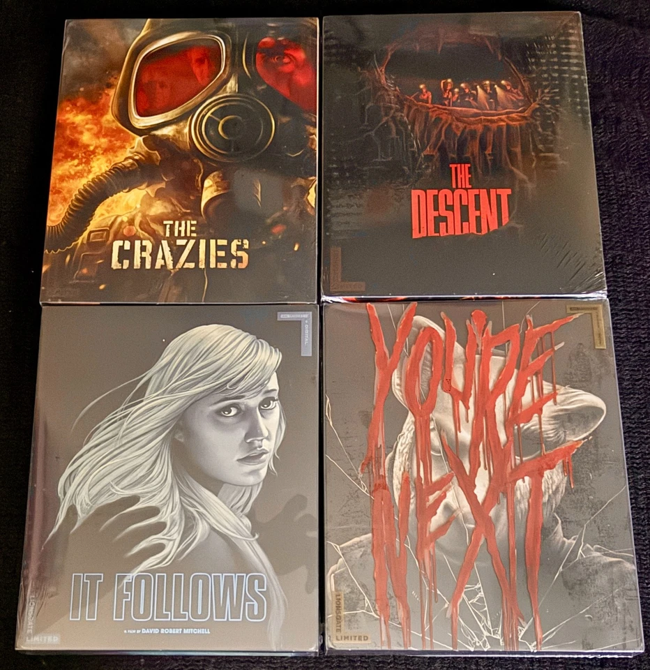 THE DESCENT / IT FOLLOWS / YOU'RE NEXT / CRAZIES 4K UHD BLU-RAY STEELBOOKS *NEW* - Image 1 of 4