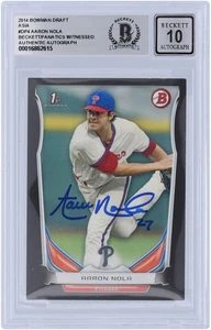 Aaron Nola Phillies Signed 2014 Bowman Draft 1st Bowman Asia #DP4 BAS 10 Card - Picture 1 of 3
