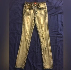 Girls Blue Distressed Jeans Size 10 Slim Fit New Without Tag - Picture 1 of 7