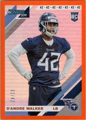 2019 Donruss Jersey Number #291 D'Andre Walker /42 - FB - Image 1 of 2