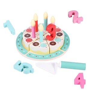 Birthday Cake Cutting Toys, Wooden Play Food Set for Kids Toddlers, Pretend P... - Picture 1 of 1