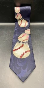 Vintage BASEBALL Steven Harris Men's Sports Tie Hand Made Blue - Picture 1 of 5