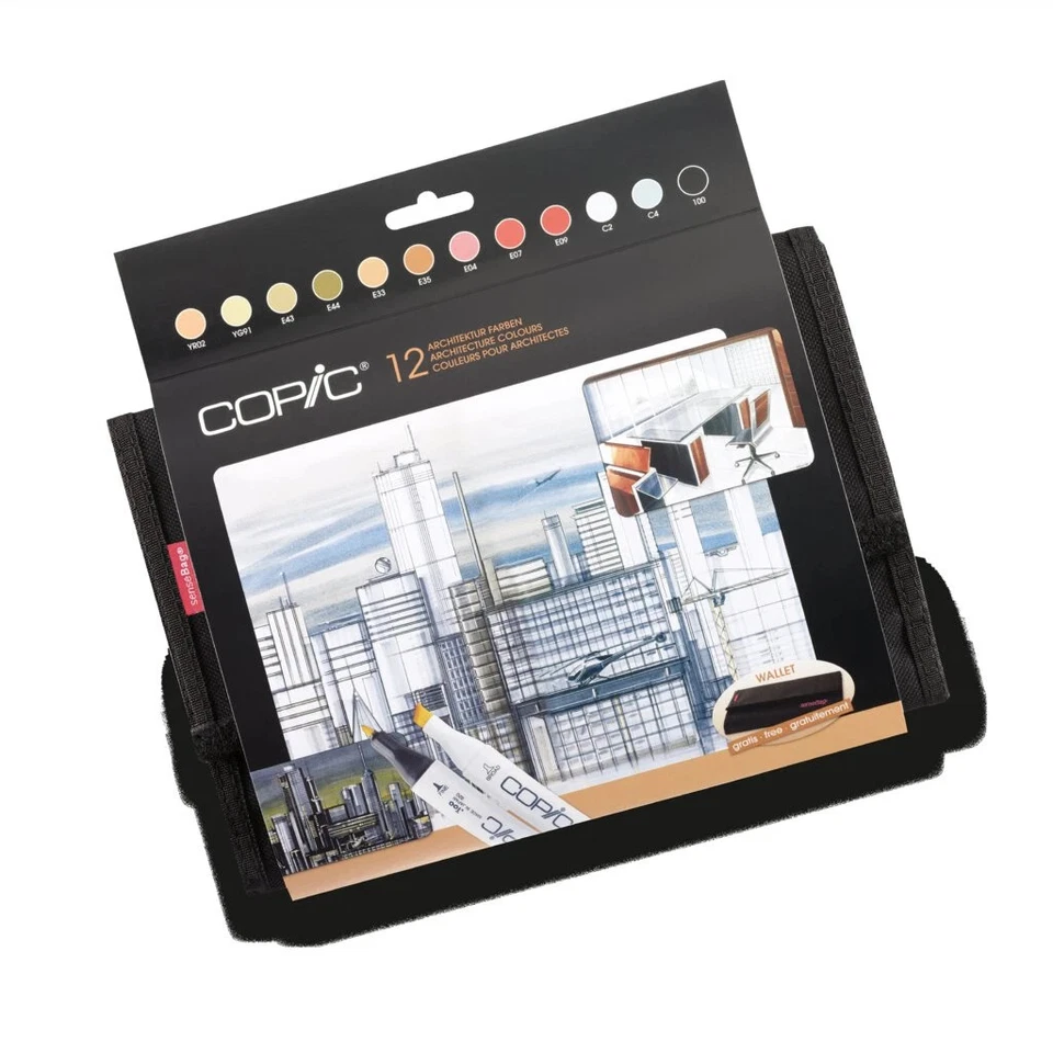 1-6x COPIC Marker classic, 24er Wallet mit 12 Architekturfarben SPARE BIS ZU 11% - Bild 1 von 1