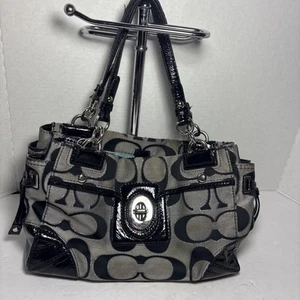 Coach Black And Gray Canvas Penelope Purse - Picture 1 of 11