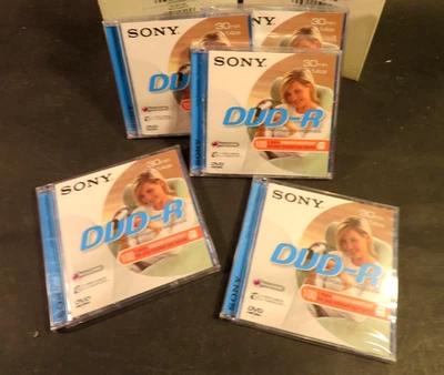 5 NEUE Sony DVD-R, 30Min, 1,4 GB, Leer, in Originalverpack.,jede eingeschweißt - Bild 1 von 4