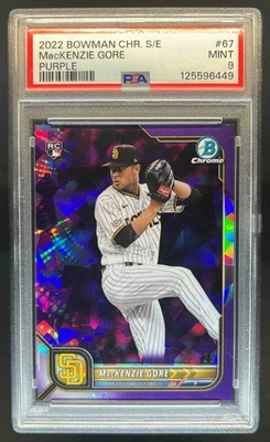 2022 Bowman Chrome Sapphire MacKenzie Gore RC Purple Rookie #16/25 Padres PSA 9 - Image 1 of 2