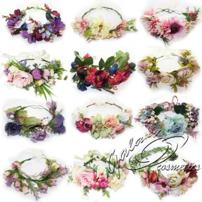 UNBRANDED/HANDMADE Flower Headband Head Garland Hair Band Crown Wreath Festival Boho Hippy Wedding