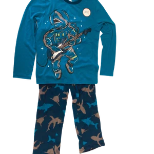 Wonder Nation PJs Boys Medium 8 Glow in Dark Graphic Shark Guitar Player - Picture 1 of 7