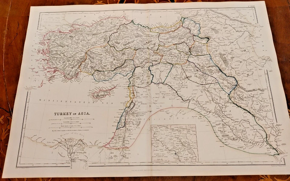 1859 Hand Colour Map Blackie & Son Turkey in Asia Cyprus Syria Baghdad Damascus — 第 1/1 张图片