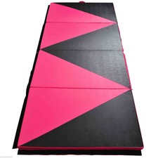 Folding Tumbling Gym Mat Panel Exercise Yoga Sports 4'x10'x2" Pink & Black