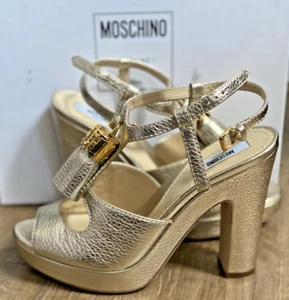 MOSCHINO Gold Tassel Leather Platform Sandals Rare Heels UK5.5 NWB RRP£740 - Picture 1 of 15