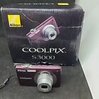 Nikon Coolpix S3000 12.0MP Digital Camera Plum TESTED With Box - No Charger 