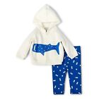 Christian Robinson Baby Whale Print Hoodie & Bottom Set in Blue Size 0-3M NWT