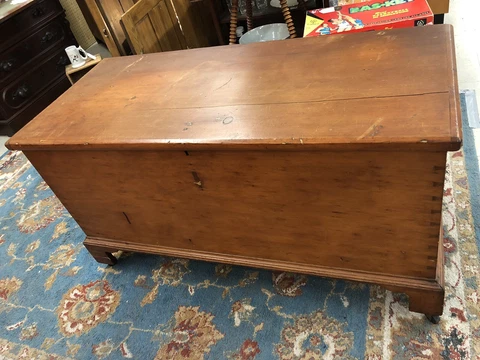 1800-1830's Antique Primitive Dovetailed Rustic Blanket Chest Cover