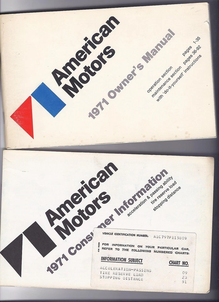 Betriebshandbuch/Proprietari Manuale AMC 1971 Incl. Amx E Libretto Raro - Immagine 1 di 1