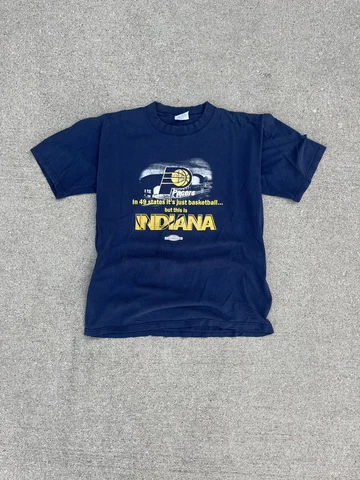 Vintage Indiana Pacers Graphic Tee Shirt Navy Blue Gold 90s Mens Size XL Cover