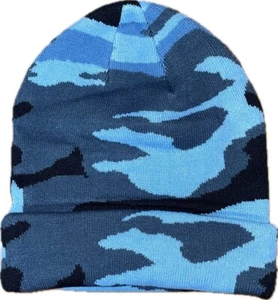 Camo Camouflage Stocking Cap Beanie Hat Hunting Hunter Military Blue Black Toque - Picture 1 of 4