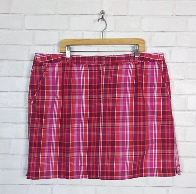 Liz Claiborne Golf Hot Pink Plaid Skort Stretch Pockets Skirt with Shorts Sz 18W - Image 1 of 4