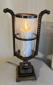 Hurricane Desk Lamp Brass And Glass Electric Excellent - Picture 1 of 12