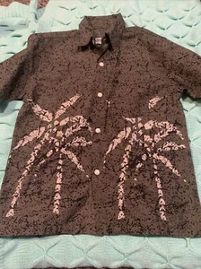 Kids Members Only No Size Button Shirt (Olive Green Speckled Palm Trees) - Picture 1 of 5