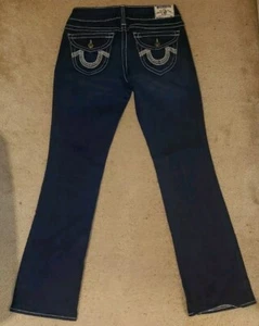 Pantalones de mezclilla True Religion de colección Becky costura recta solapa bolsillo talla 30x34 usados dos veces - Imagen 1 de 19