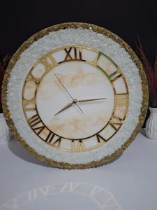 Handmade Wall Clock Gold Mirror Epoxy Resin Modern Wall Art for Living Room - Picture 1 of 5