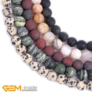 Assorted 8mm Natural Gemstone Frosted Round Loose Jewelry Making Beads 15" AU - Picture 1 of 37