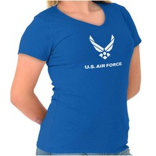 USAF Fighter Pilot Military Wings Air Force Womens Juniors Petite V-Neck Tee