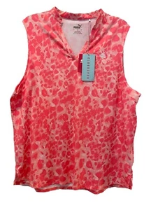 Puma Tank Womens Large Cloudspun Georgia Peach Golf Embroidered Athlesure NWT - Picture 1 of 8