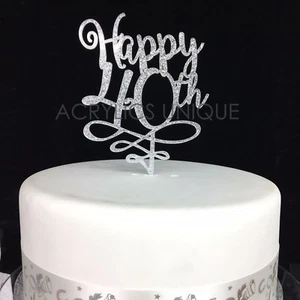 40th Birthday cake topper acrylic High quality 19 COLOURS 30 40 50 60 70 80 90 - Picture 1 of 4