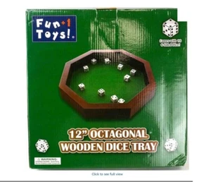 Fun+1 Toys! Octagonal Wooden Dice Tray - Dice Included - Picture 1 of 3