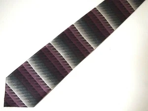 Vtg Umberto Bossi Mens Necktie Tie Purple Grey Striped 60" - Picture 1 of 4