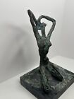 Modern Brutalist Style Nude Woman Brass Sculpture With Unattached Marble Base