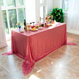 Sequin Tablecloth Square Rectangular Tablecover for Birthday Wedding Banquet Red - Picture 1 of 21