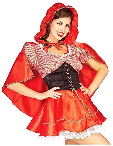 Маленький красный шапочка взрослый сексуальный костюм 3 ПК красный и белый платье плащ и ремень MD - Изображение 1 из 1