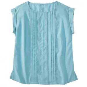 NWT JASON WU x TARGET SIZE LARGE PLEATED BLOUSE WITH TRIM BLUE - Picture 1 of 5
