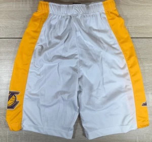 Los Angeles Lakers NBA Basketball Shorts Kids Sz Large (14-16) Kobe White Yellow - Picture 1 of 6