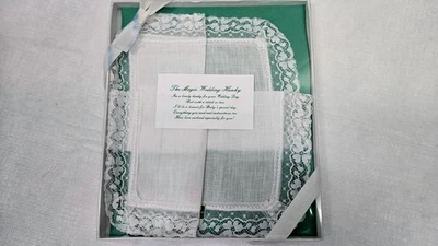 Encaje de algodón de lino irlandés "El pañuelo mágico de boda" se convierte en gorro de bebé-NUEVO Foto 1 de 4