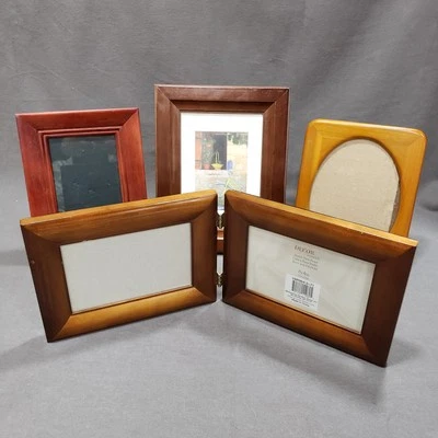 Vtg Tabletop Picture Frames Lot of 4 Wood 5x7 4x6 Mixed Tones Gallery Wall Decor - Image 1 of 4
