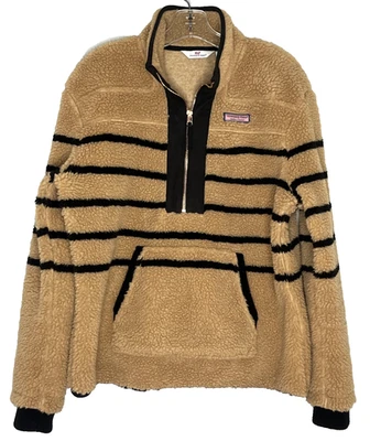Vineyard Vines Sherpa polar bretón rayas cuarto cremallera superhep para mujer talla M Foto 1 de 4