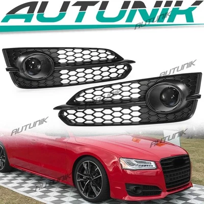 Front Fog Lamp Grille Covers Black For Audi A8 S-Line & S8 D4 15–18 Foto 1 de 4
