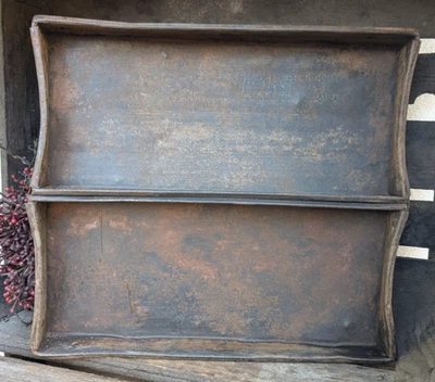 ❤Cooles Alt -  Metall - Tablett  Box 2 Fächer rost braun  Deko  Vintage  used ❤ - Bild 1 von 4