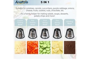 Anatole Electric Cheese Grater Shredder 250W Stainless Steel Automatic - Picture 1 of 5